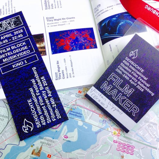 Filmmaker pass, tickets and map.